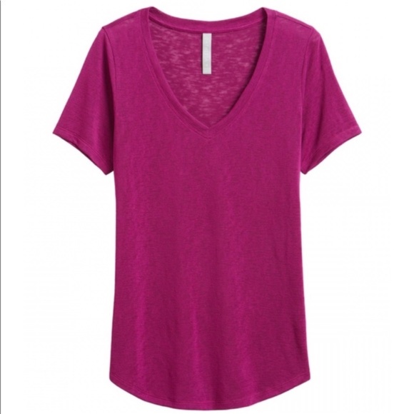 Athleta Breezy Scoop Magenta V Tee Size XXS - Picture 2 of 4